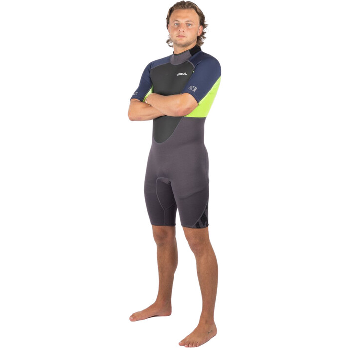 2024 Gul Mens Response 3/2mm Back Zip Shorty Wetsuit RE3319-C1 - Grey / Sulphur
